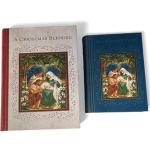 2 faux Book Nativity Christmas nesting Boxes